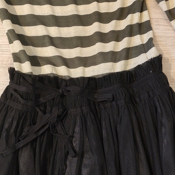 Whimsigoth Striped Dress With Black Tulle Skirt Medium EUC - Picture 5 of 10